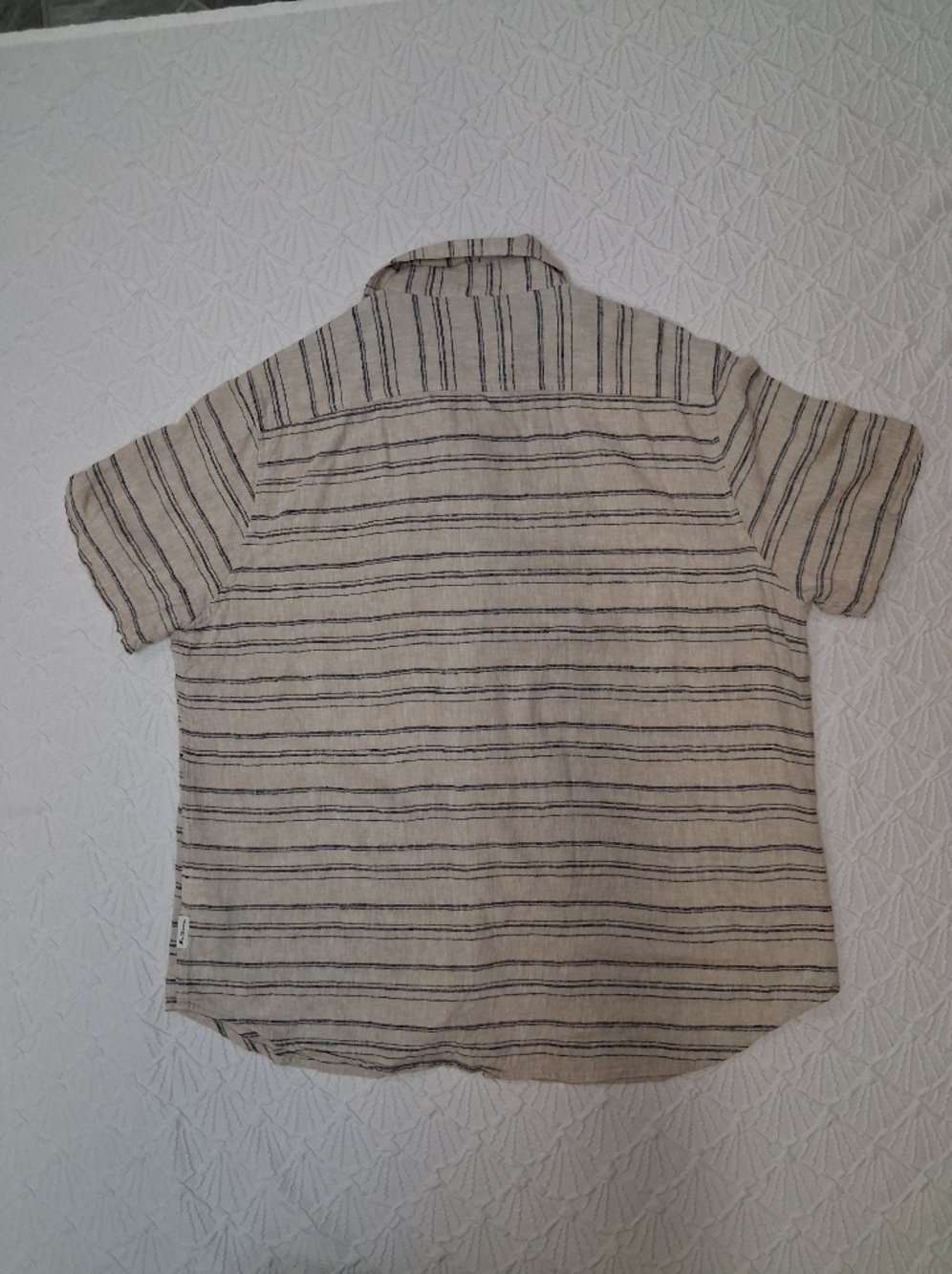 Ben Sherman Club Room Beige Short-Sleeve Button-Down with Navy Stripes - Picture 14 of 17